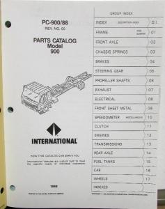 1988 International Truck 900 Models PC-900/88 Parts Catalog Manual