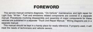 1987 GMC Safari Models Light Duty Truck Service Shop Repair Manual