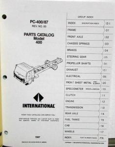 1987 International Truck 400 Models PC-400/87 Parts Catalog Manual