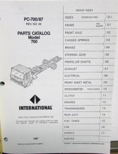 1987 International Truck 700 Models PC-700/87 Parts Catalog Manual