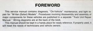 1986 GMC Safari Models Light Duty Truck Service Shop Repair Manual
