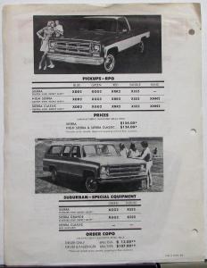 1975 1976 GMC Bucket Seats Pickup Cab Chassis Suburban Parts Update Sheet Orig