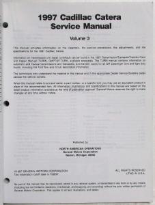 1997 Cadillac Catera Service Shop Repair Manual - 3 Volume Set