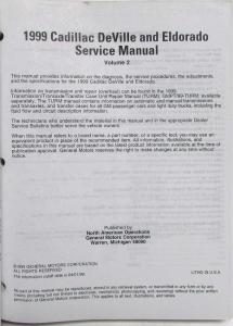 1999 Cadillac DeVille Eldorado Service Shop Repair Manual - 2 Vol Set