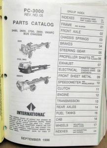1995 -1997 International Truck 3000 Series School Bus Chassis PC-3000 Parts Book