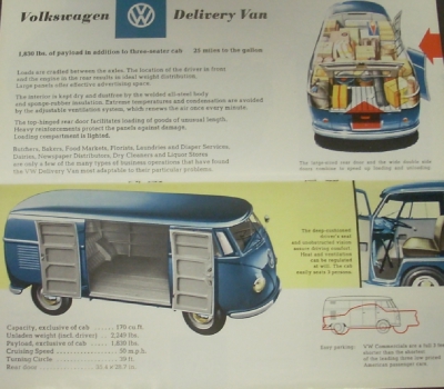 1958 Volkswagen VW Sales Brochure Commercial Pick-up Van Kombi