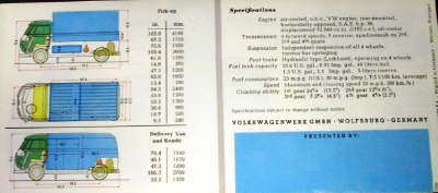 1958 Volkswagen VW Sales Brochure Commercial Pick-up Van Kombi