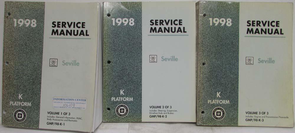 1998 Cadillac Seville Service Shop Repair Manual - 3 Volume Set