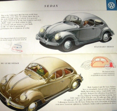 1958 Volkswagen VW Color Sales Brochure Sedan Standard De Luxe
