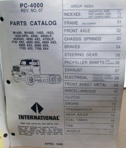 1991-1996 International Truck 1000 4000 Series PC-4000 Parts Book