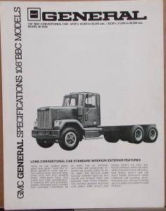 1977 GMC Long Conventional Cab 108 inches BBC Truck NI-9502 Models Specs Folder