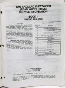 1996 Cadillac Fleetwood Rear Wheel Drive Service Shop Repair Manual - 2 Vol Set