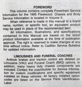1995 Cadillac Fleetwood Service Shop Repair Manual - 2 Vol Set