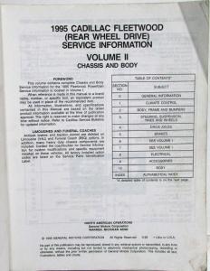 1995 Cadillac Fleetwood Service Shop Repair Manual - 2 Vol Set