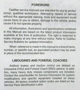 1994 Cadillac Fleetwood Rear Wheel Drive Service Shop Repair Manual