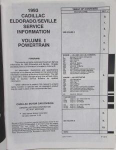 1993 Cadillac Eldorado Seville Service Shop Repair Manual - 2 Vol Set