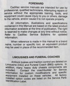 1993 Cadillac Fleetwood Rear Wheel Drive Service Shop Repair Manual