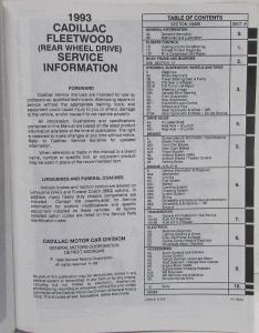 1993 Cadillac Fleetwood Rear Wheel Drive Service Shop Repair Manual