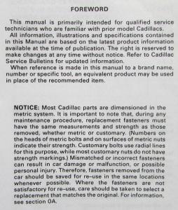 1991-1992 Cadillac Brougham Service Shop Repair Manual