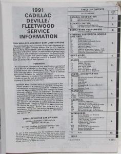 1991 Cadillac DeVille and Fleetwood Service Shop Repair Manual