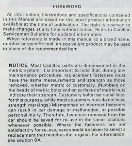 1989 Cadillac Brougham Service Shop Repair Manual