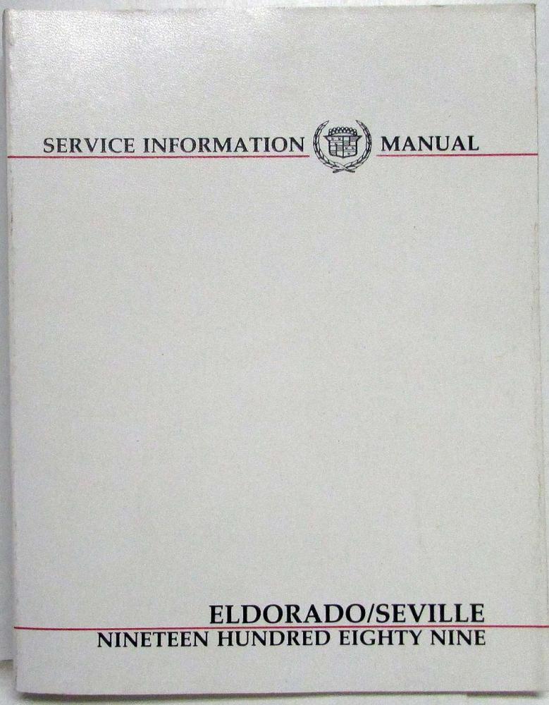 1989 Cadillac Eldorado Seville Service Shop Repair Manual