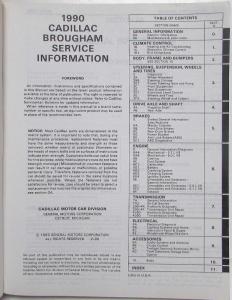 1990 Cadillac Brougham Service Shop Repair Manual