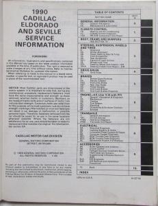 1990 Cadillac Eldorado Seville Service Shop Repair Manual