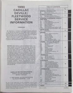 1990 Cadillac DeVille and Fleetwood Service Shop Repair Manual