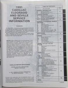 1991 Cadillac Eldorado Seville Service Shop Repair Manual
