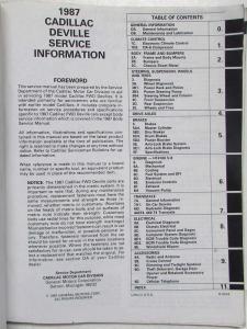 1987 Cadillac DeVille and Fleetwood Service Shop Repair Manual
