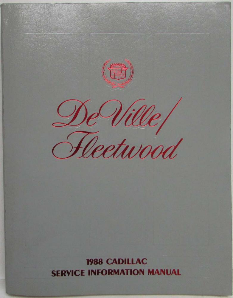 1988 Cadillac DeVille/Fleetwood Service Shop Repair Manual