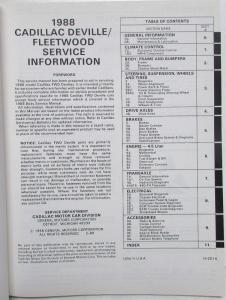 1988 Cadillac DeVille/Fleetwood Service Shop Repair Manual