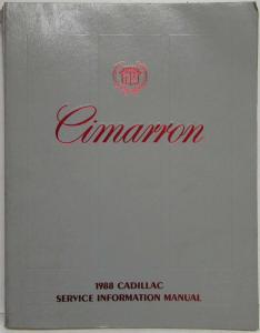 1988 Cadillac Cimarron Service Shop Repair Manual