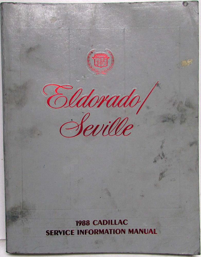 1988 Cadillac Eldorado Seville Service Shop Repair Manual