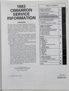 1983 Cadillac Cimarron Service Shop Repair Manual