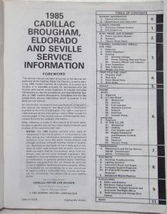 1985 Cadillac Service Shop Repair Manual Final Ed - Brougham Eldorado Seville