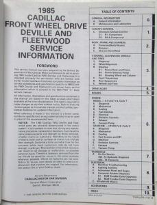 1985 Cadillac Service Shop Repair Manual Final Ed - DeVille and Fleetwood FWD