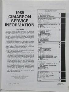 1985 Cadillac Service Shop Repair Manual Final Edition - Cimarron