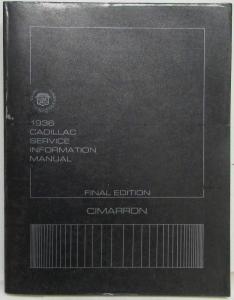 1986 Cadillac Service Shop Repair Manual Final Edition - Cimarron