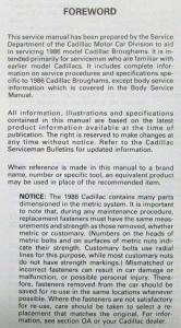 1986 Cadillac Service Shop Repair Manual Final Edition - Fleetwood Brougham
