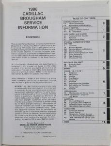 1986 Cadillac Service Shop Repair Manual Final Edition - Fleetwood Brougham