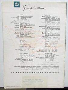 1958 Volkswagen VW Prestige Sales Brochure Sedan De Luxe Convertible Rare