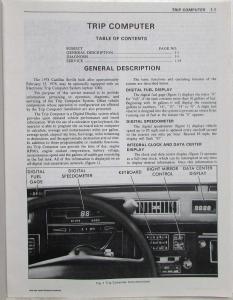 1978 Cadillac Trip Computer Service Shop Repair Manual - Seville