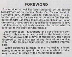 1977 Cadillac Service Shop Repair Manual