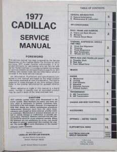 1977 Cadillac Service Shop Repair Manual