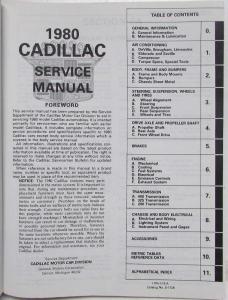 1980 Cadillac Brougham Deville Eldorado Fleetwood Seville Service Shop Manual