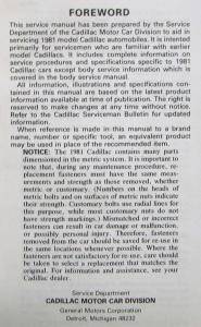 1981 Cadillac Deville Eldorado Fleetwood Advance Service Shop Repair Manual
