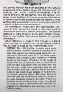 1981 Cadillac Deville Fleetwood Eldorado Service Shop Repair Manual