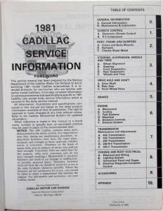 1981 Cadillac Deville Fleetwood Eldorado Service Shop Repair Manual
